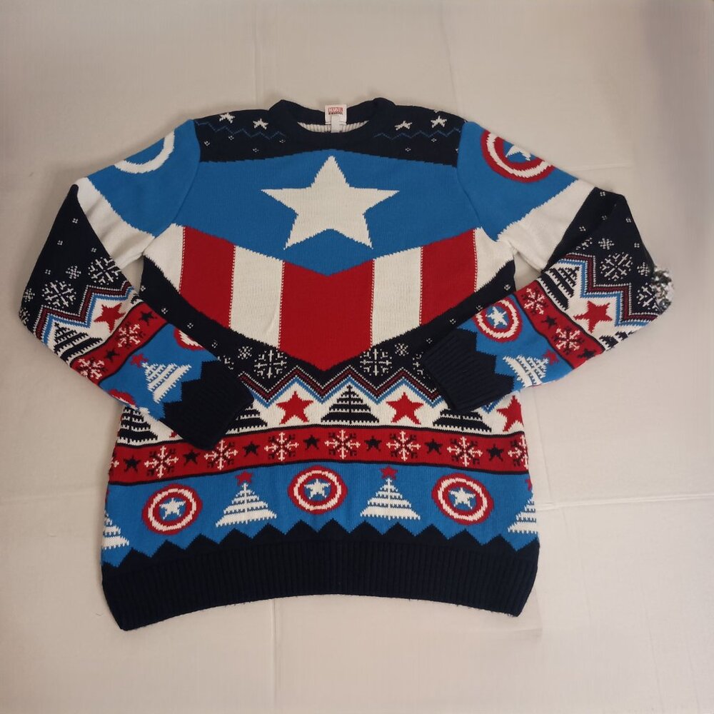 Marvel Avengers Captain America Sweater Men’s Size Medium Excellent EUC - Picture 16 of 16